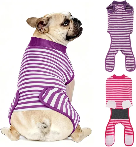 Vista 30 de Paquete de 2 unidades de algodón transpirable para perros de recuperación para después de esterilizar heridas abdominales, protectores profesionales