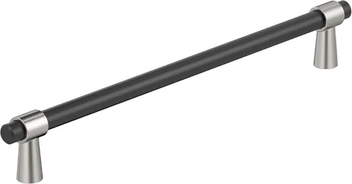 Vista 10 de Amerock BP37385FBG10 Mango de gabinete negro mate/níquel satinado Mango de gabinete de 3 pulgadas (76 mm) de centro a centro Mergence