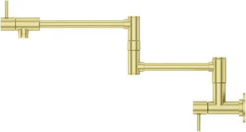 Vista 5 de Pfister Lita Pot Filler - Grifo de cocina, 2 asas, montaje en pared, un solo agujero, acabado dorado cepillado, GT533PFBG