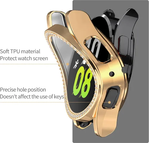 Vista 9 de RICHONE Compatible con Samsung Galaxy Watch 5 y Watch 4 y FE 40 mm Protector de pantalla Estuches de strass, Accesorios de cubiertas protectoras