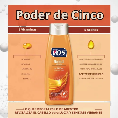 Vista 4 de Alberto VO5 Champú de equilibrio normal con vitaminas C y E para unisex, 12.5 onzas
