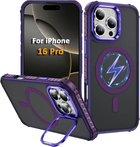 Vista 64 de Funda KETGII para iPhone 13, para iPhone 14, compatible con MagSafe, carga inalámbrica, resistente, a prueba de golpes, pata ajustable, delgada