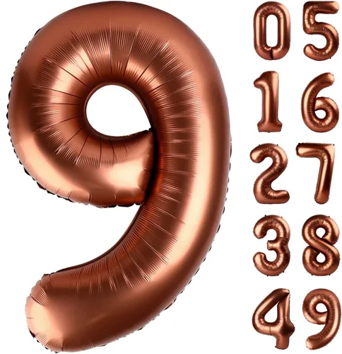Vista 253 de Globo negro de 40 pulgadas con números del 0 al 9 (cero-nueve), globo de cumpleaños de gran tamaño, globo de helio de aluminio con números grandes