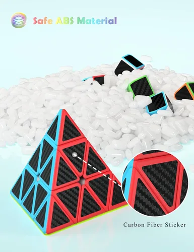 Vista 3 de Cubo de velocidad ROXENDA - Juego de cubos de velocidad de 2 x 2 3 x 3 pirámide de fibra de carbono