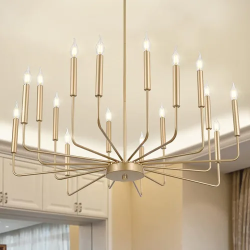 Vista 11 de WOKNOS Candelabros modernos negros de granja, 8 luces industriales de metal, lámparas colgantes clásicas para cocina, dormitorio, comedor, sala
