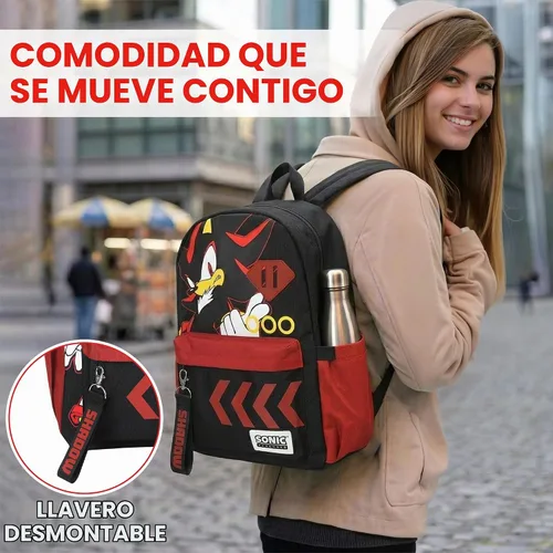 Vista 4 de Bioworld Mochila Biworld, negro y rojo(Black & Dark Red)