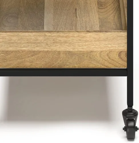 Vista 7 de SIMPLIHOME Simons - Carrito de barra de madera maciza de mango de 24 pulgadas de ancho, color natural, para sala de estar, comedor y cocina