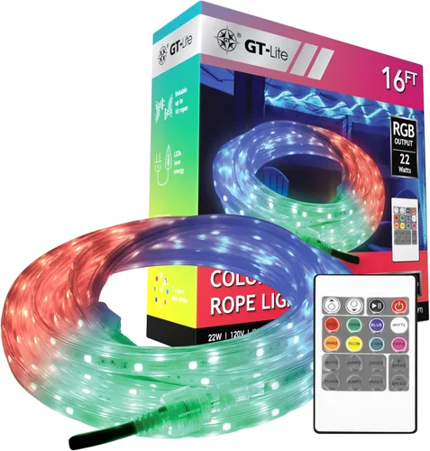 Vista 11 de GT-Lite Tira de luces LED de 800 lúmenes, cinta blanca y de color de 16 pies, cortada y conectada