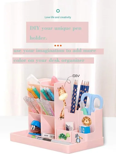 Vista 2 de Portalápices para escritorio, lindo papelería, hogar, oficina, escuela, escritorio, suministros de arte, accesorios de crayón, caja organizadora