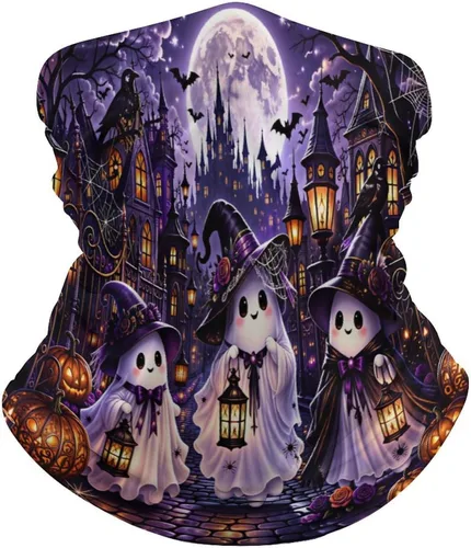 Vista 6 de Cozy Autumn Ghosts Halloween Pattern Balaclava