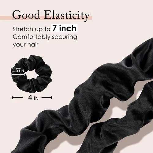 Vista 7 de OLESILK 100% Seda de Mora de Mulberry - Scrunchies para el cabello al dormir, ligas de seda para mujeres y niñas para cabello rizado y dañado, sin