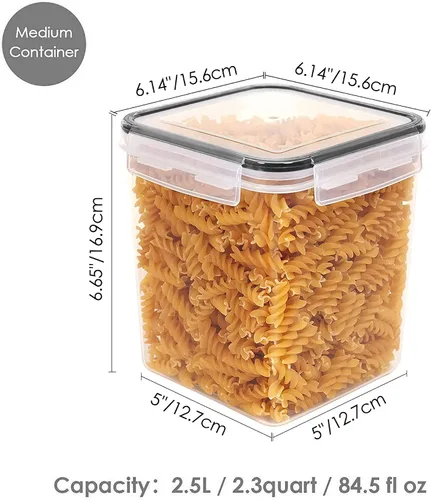 Vista 2 de Vtopmart Recipientes de almacenamiento de azúcar de harina de 2,5 L, 4 Negro