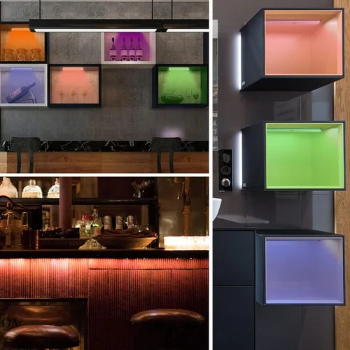 Vista 8 de 58 luces LED para debajo del gabinete, luz recargable RGB con sensor de movimiento para interior, luces nocturnas con control remoto, pack de 2
