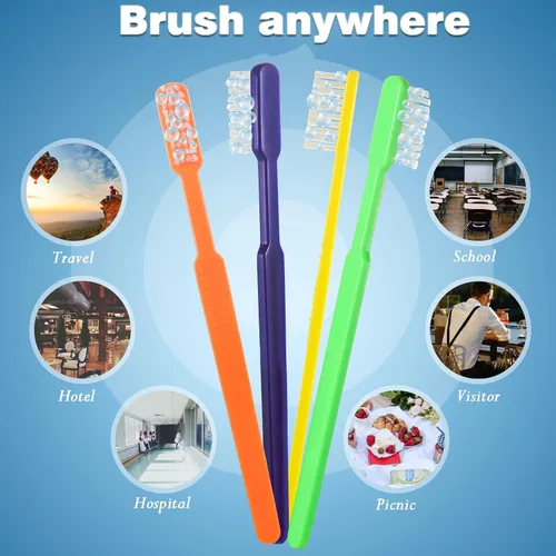Vista 4 de B Rush Cepillo de dientes desechable prepegado, sin necesidad de agua, pasta de dientes integrada, cerdas medianas suaves para viajar/Airbnb
