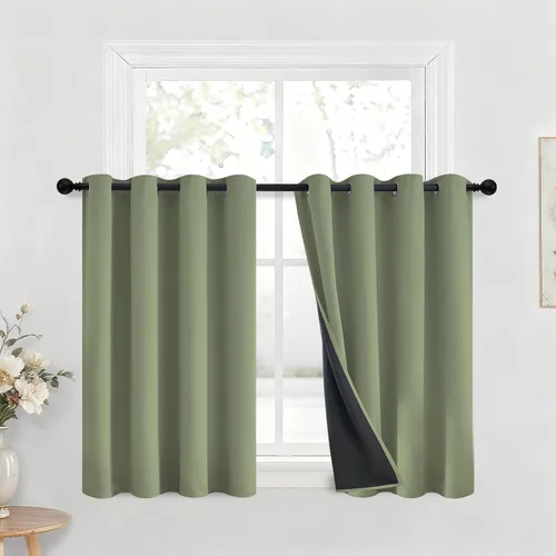 Vista 73 de Yakamok Cortinas negras, cortinas de ventana con aislamiento térmico y eficiencia energética para dormitorio, cortinas opacas completas y cortinas