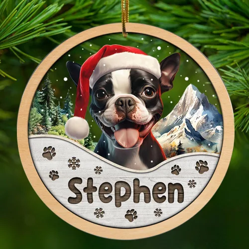 Vista 7 de Adorno personalizado de gato negro para regalo de Navidad de 2.90 x 2.90 pulgadas, acrílico personalizado con nombre de mascota, árbol para colgar