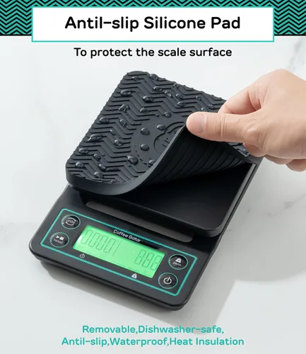Vista 3 de Coffee Gator Báscula de café de precisión de 0.00 oz con temporizador, báscula digital de 6.6 lbs, gran pantalla LCD, pesaje de cocina