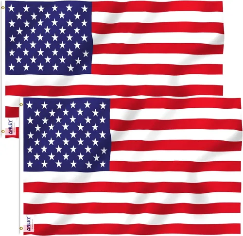 Vista 9 de Anley Fly Breeze - Bandera nacional estadounidense de poliéster de 3 x 5 pies, color vivo y a prueba de decoloración, cabecera de lona y doble