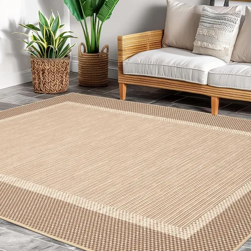 Vista 37 de ILANGO Alfombras de Área de Yute para Exteriores, Alfombras Tejidas Lavables para Patio 5'x7', Alfombras Naturales de Estilo Rústico para Áreas