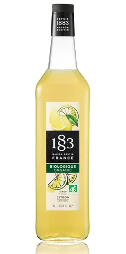 Vista 120 de 1883 Jarabe de Amaretto para bebidas, fabricado en Francia, botella de plástico de 1 litro