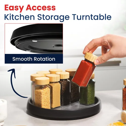Vista 4 de Oizeir Lazy Susan de 10 pulgadas (juego de 4) – Plataforma giratoria antideslizante para gabinete para maximizar el almacenamiento y simplificar