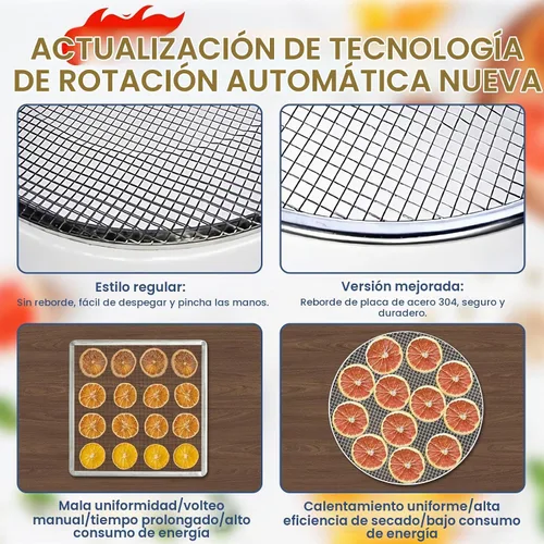 Vista 6 de Rotary Commercial Food-Dehydrator 16 Trays Meat Dryer for Fruit Jerky 1500W