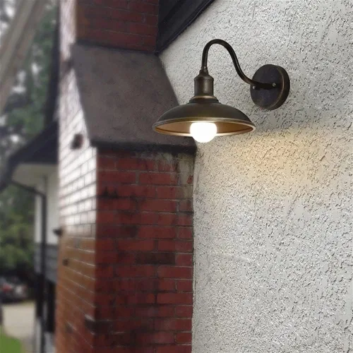 Vista 4 de Lámpara de pared para exteriores, retro, industrial, negra, aplique de pared exterior, farol de pared impermeable, con cuello de cisne, luces LED