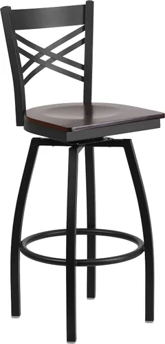 Vista 13 de Flash Furniture HERCULES Series Black ''X'' Taburete giratorio de metal – asiento de vinilo negro