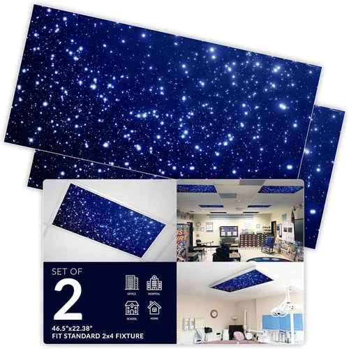 Vista 18 de Cubierta de luz fluorescente para luces de techo de aula, inserto de película retroiluminada de alta calidad, 2 x 4 (22.38 x 46.5 pulgadas)