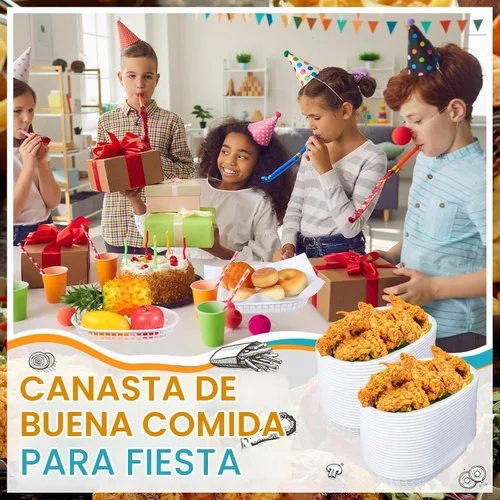 Vista 5 de Hsei - Paquete de 50 cestas blancas para alimentos, 10.5 x 7 pulgadas