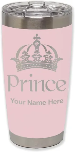 Vista 21 de LaserGram Vaso aislado al vacío de 20 onzas, Prince Crown, grabado personalizado incluido (negro)