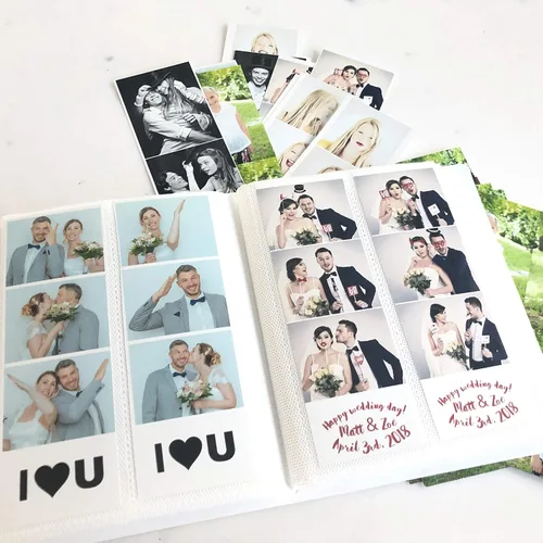 Vista 5 de Álbum de fotos de cabina de fotos, para bodas o fiestas, con capacidad para 120 tiras de fotos de 2 x 6 pulgadas, deslizables (azul)