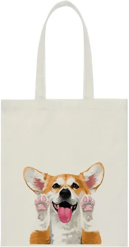 Vista 22 de WIRESTER Bolsa de lona para mujeres y niñas, bolsa de playa, comestibles y viajes, lindo perro