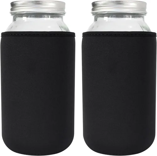 Vista 7 de Funda para Frasco Mason de 16 onzas, 4 Piezas Fundas Acogedoras Aislantes de Neopreno para Conservas que se Ajustan a Frascos Mason de Boca Ancha