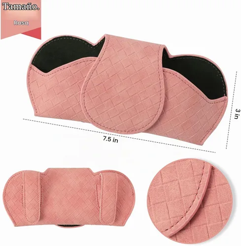 Vista 3 de KINIVA Soporte Rosa para Gafas de Sol de Visera de Coche Funda de Cuero para Gafas con Cierre Magnético para Accesorios Interiores de Coche