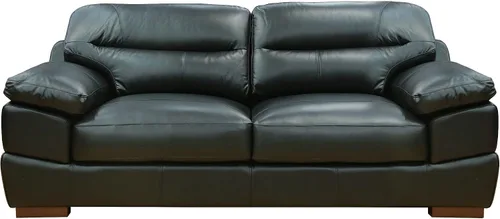 Vista 4 de Sunset Trading Jayson - Sofá negro de cuero de grano superior de 89 pulgadas de ancho, asiento profundo