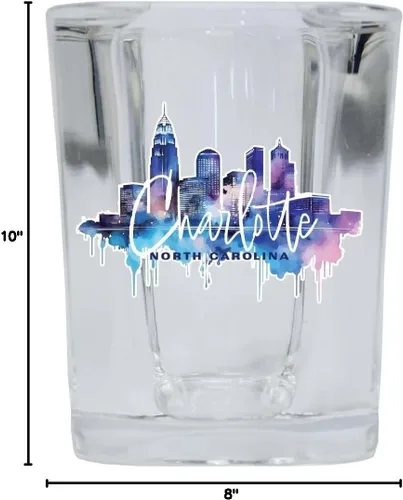 Vista 3 de Charlotte North Carolina Design B Souvenir - Vaso de chupito cuadrado de 2.5 onzas Claro Individual