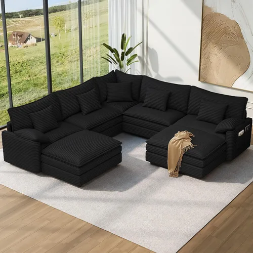 Vista 127 de Vesgantti Sofá modular de 108 pulgadas, cómodo sofá de nube con asiento profundo otomano movible, sofá modular en forma de L, sofás seccionales