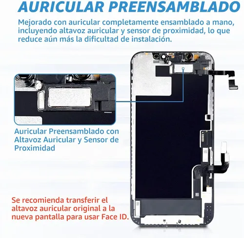 Vista 3 de Para iPhone 12/12 Pro Reemplazo de pantalla de 6.1 pulgadas con altavoz de oído y sensor de proximidad, 12pro 3D pantalla táctil LCD digitalizador