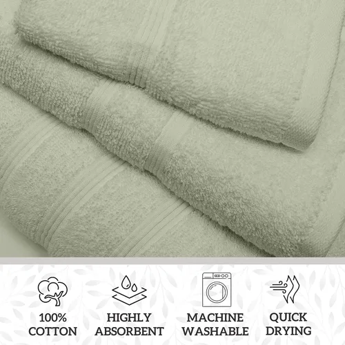 Vista 4 de GREEN LIFESTYLE Juego de toallas de algodón de lujo de 8 piezas, toallas de baño suaves y absorbentes, toallas de mano y paños para el baño, toallas