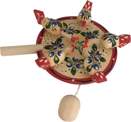Vista 4 de Juego de novedad rusa Paddle Pecking de pollo pintado a mano hecho a mano