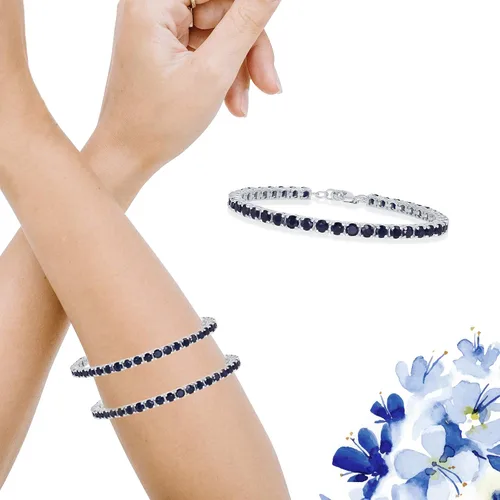 Vista 2 de Beaux Bijoux Pulsera de tenis de plata esterlina con piedras preciosas de zafiro o rubí de 0.157 in