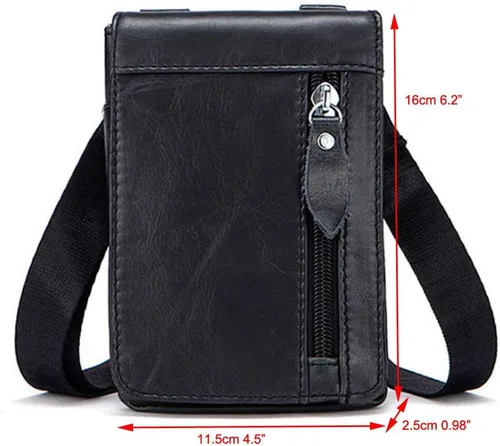 Vista 7 de Hebetag Bolso pequeño de cuero para cinturón de teléfono, monedero para hombre, funda de bucle, paquete de cintura, mensajero de viaje, bolsa