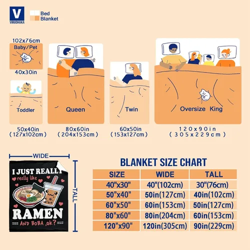 Vista 3 de Manta de burbujas Ramen de forro polar, regalo Kawaii para niñas, adolescentes, amantes de los fideos, té de burbujas, 40 x 50 pulgadas, manta