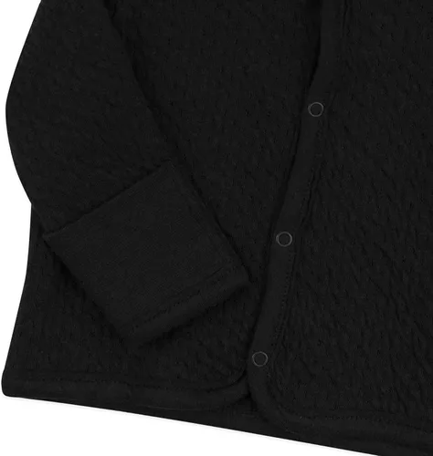 Vista 3 de HonestBaby Matelasse - Chaqueta con capucha frontal de algodón orgánico para bebés, niños y niñas unisex Negro