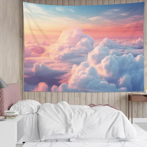Vista 17 de HVEST Tapiz de lobo, tapiz de bosque psicodélico, tapiz para colgar en la pared, tapices de luna, animales salvajes, decoración de habitación, manta