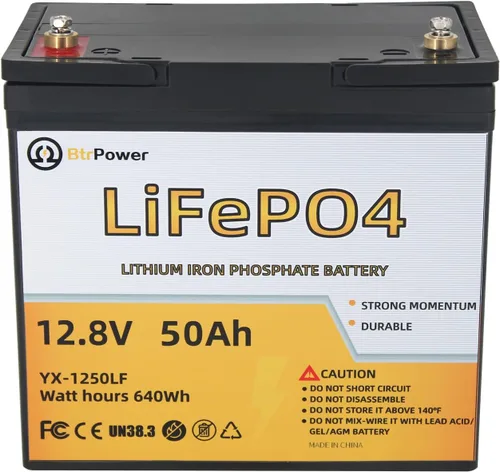 Vista 15 de Batería de litio de 12 V, batería LiFePO4 de ciclo profundo 5000+ con BMS integrado de 100 A para almacenamiento en el hogar, motor de arrastre, RV