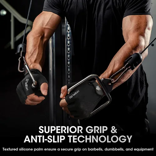Vista 3 de Guantes de entrenamiento para hombres y mujeres, guantes de levantamiento de pesas para ejercicio, entrenamiento de gimnasio, fitness, transpirables