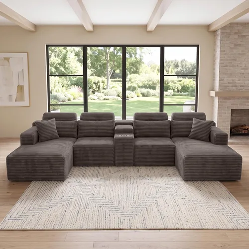 Vista 12 de sofás deshuesados en forma de U de 130", negro modular del sofá seccional