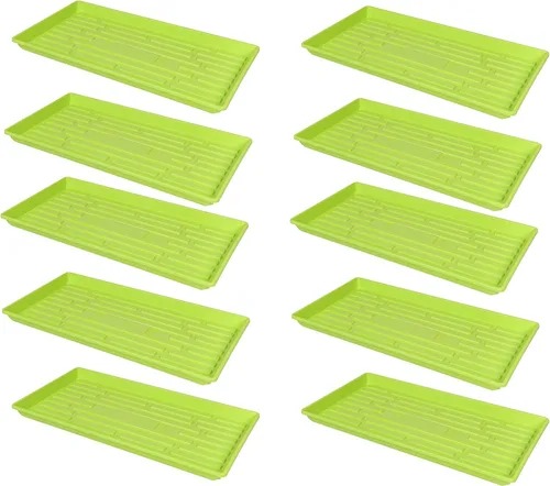Vista 18 de SUNPACK Bandeja de inicio de semillas de plástico poco profunda de 10 x 20 pulgadas, color negro, 1 pulgada, sin agujeros de drenaje, ideal